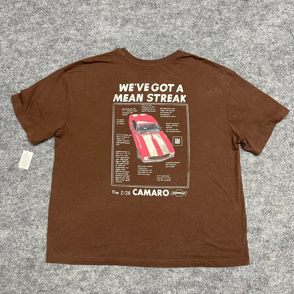 Chevrolet Camaro Shirt Mens XL Brown Z/28 We've Got A Mean Streak Graphic
